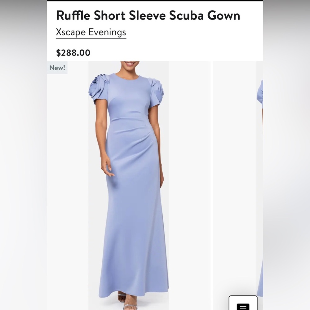 Xscape Nights Ruffle Short Sleeve Scuba Gown